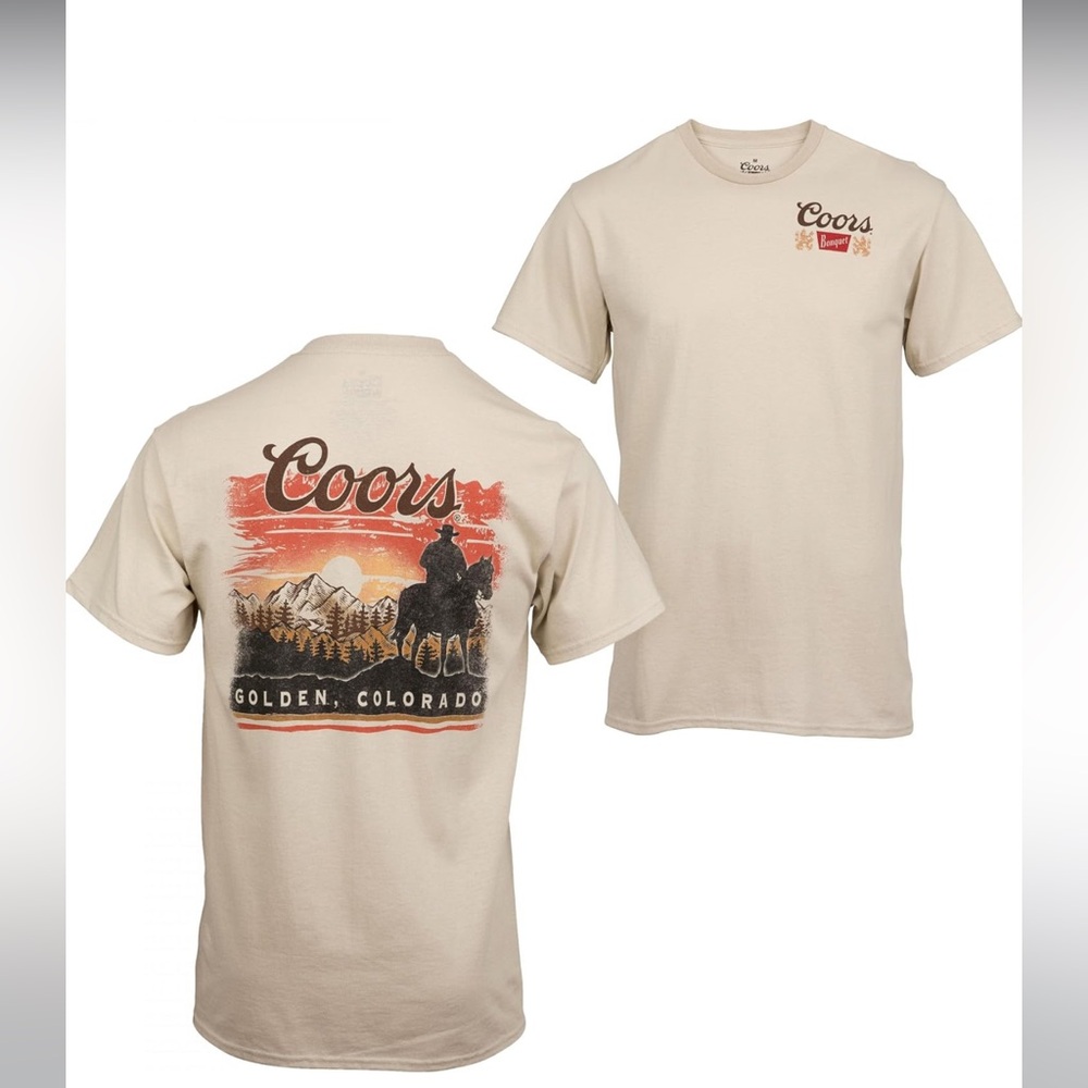 Coors Sunset in Golden Colorado Front and Back Print T-Shirt